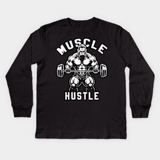 Muscle Hustle Gorillas Gym Illustration Kids Long Sleeve T-Shirt